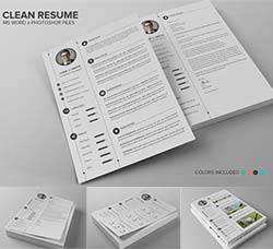 个人简历模板(INDD/DOCX/PSD)：Smart & Clean Resume CV Set